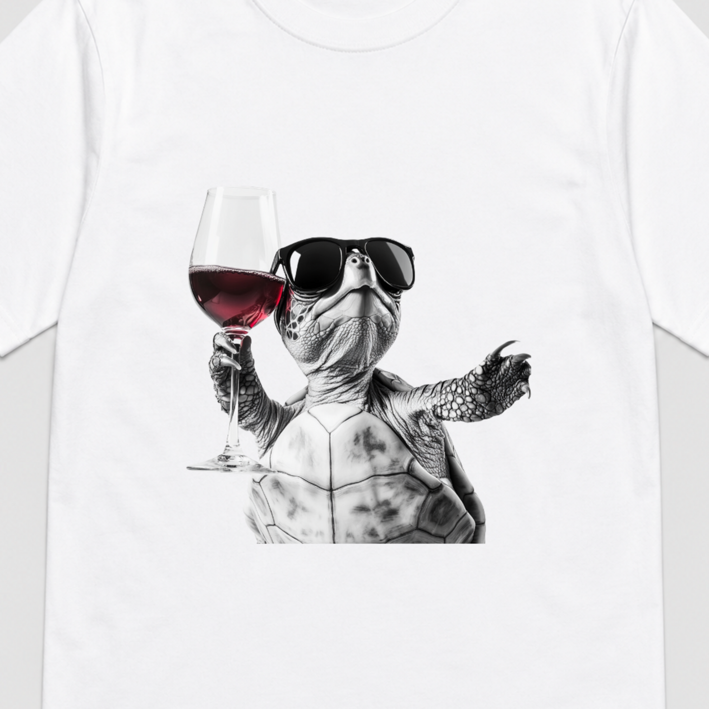 Wine Time Turtle White Print Close-up