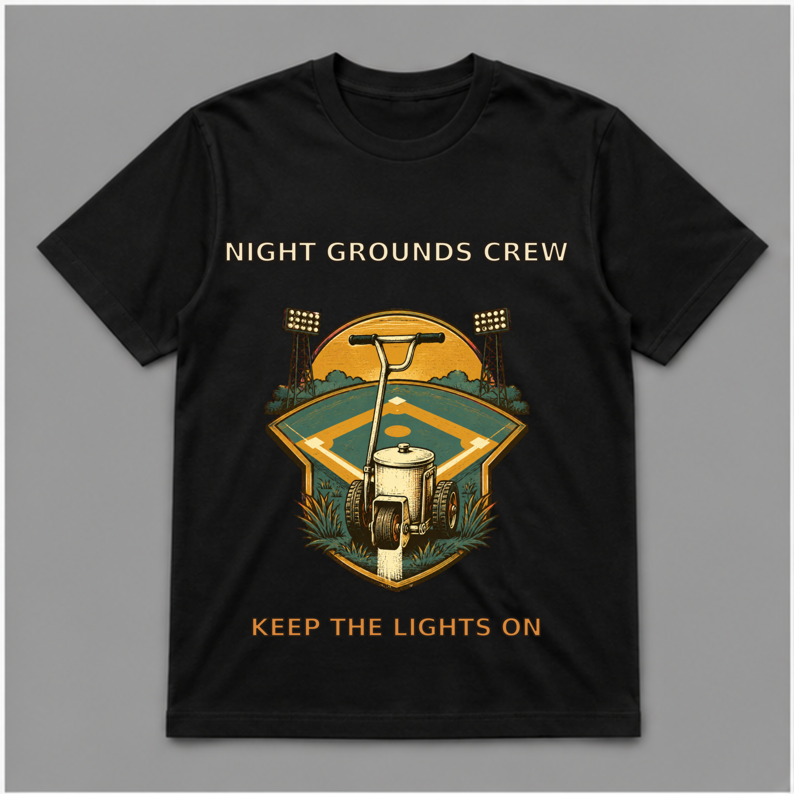 Night Grounds Crew Vintage Baseball Graphic T-Shirt - POD-20260805-085_black_front_mockup