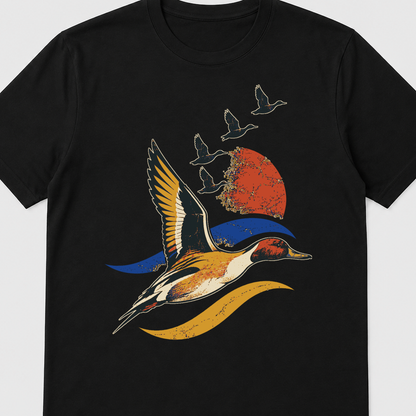 Autumn Flyway Pintail Graphic T-Shirt - POD-20260806-109_black_front_closeup_mockup