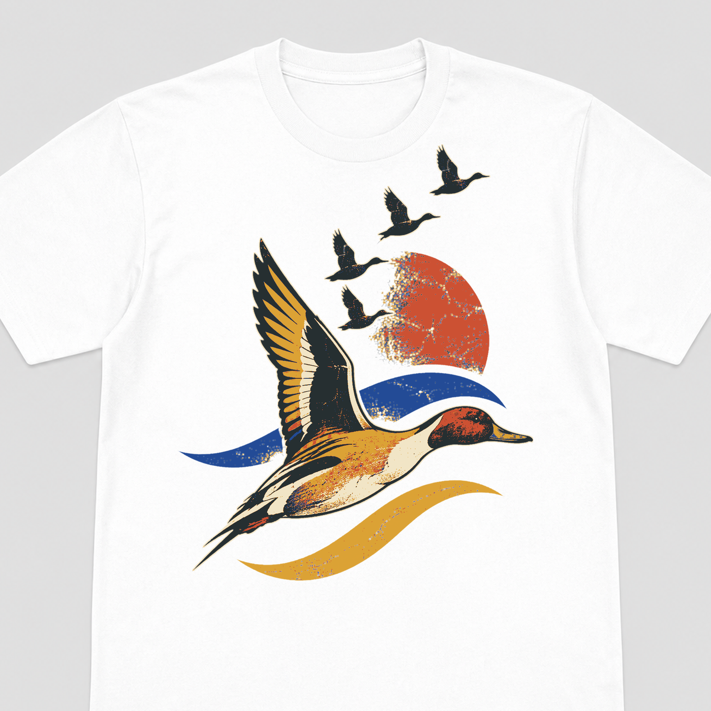 Autumn Flyway Pintail Graphic T-Shirt - POD-20260806-109_white_front_closeup_mockup