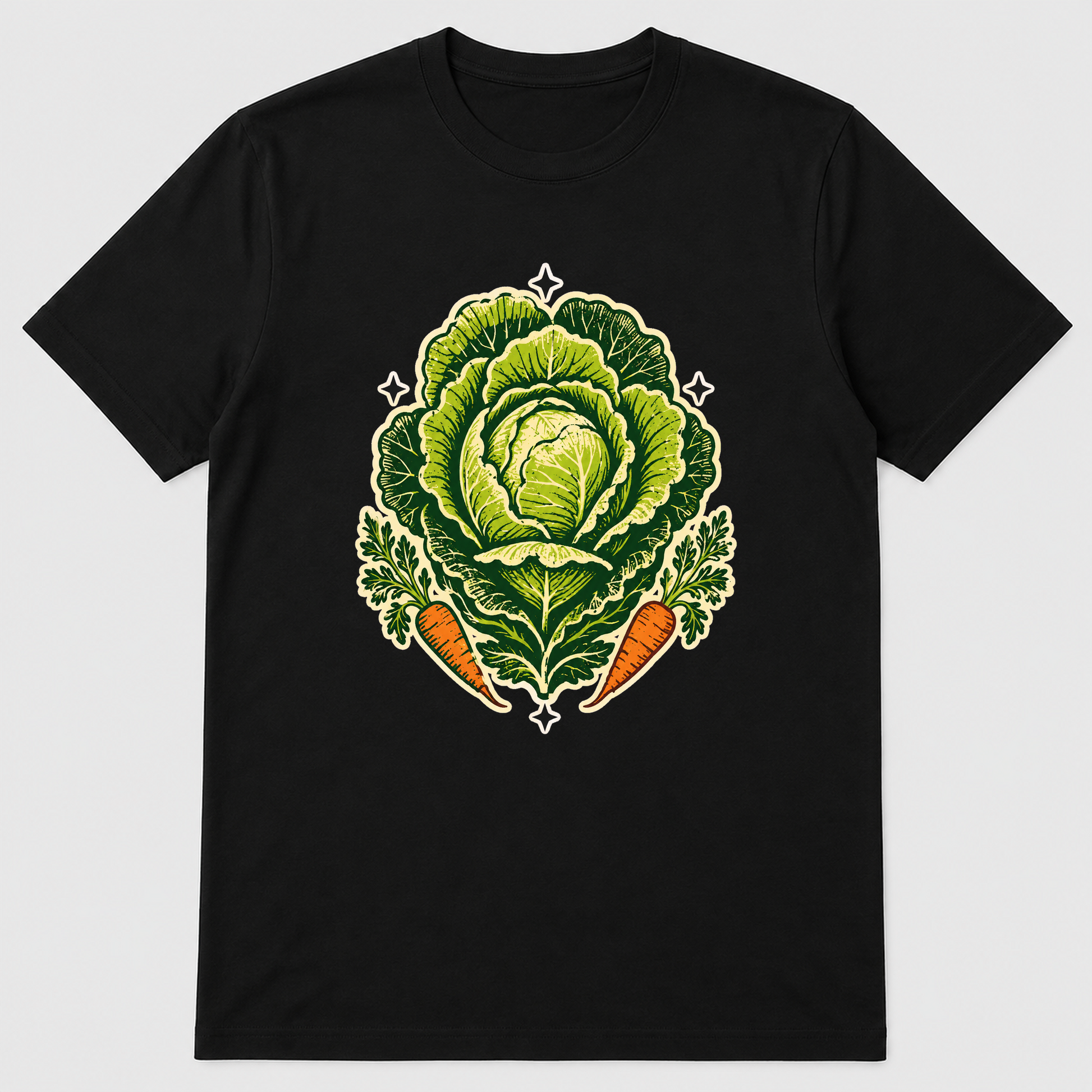 Garden Royalty Cabbage Crest Graphic T-Shirt - POD-20260807-114_black_front_mockup
