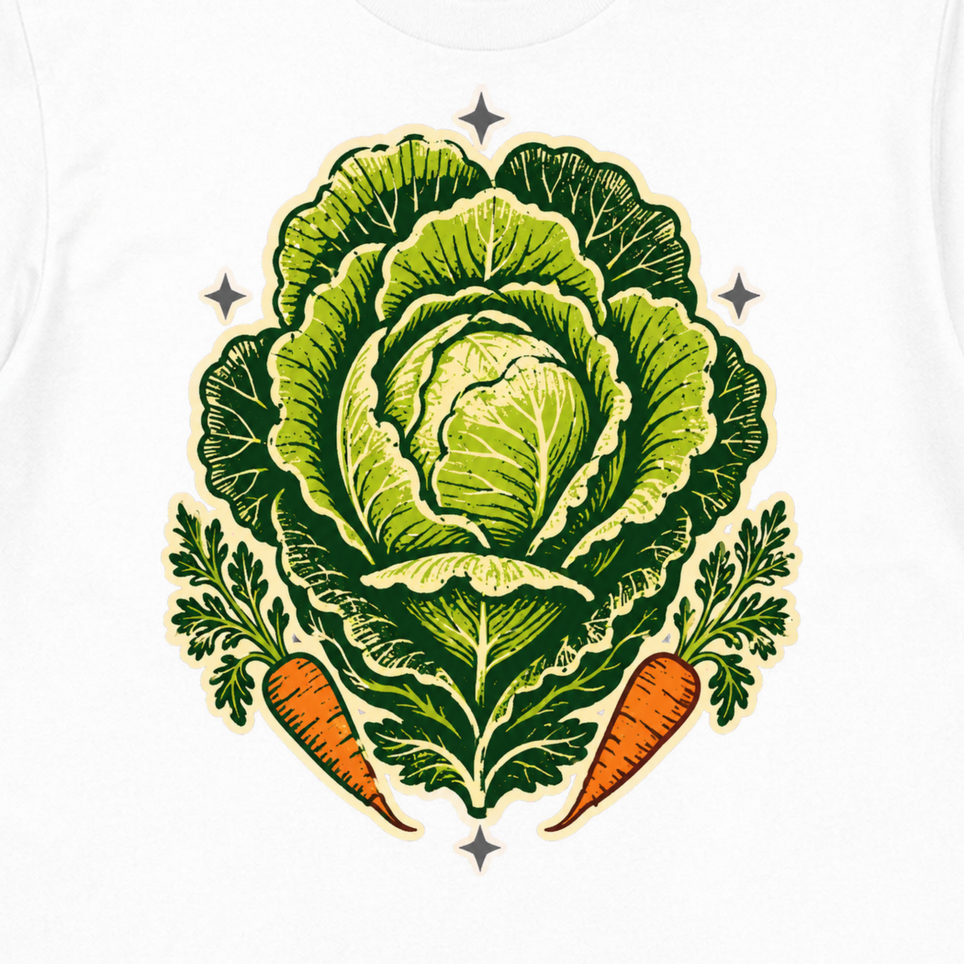 Garden Royalty Cabbage Crest Graphic T-Shirt - POD-20260807-114_white_front_closeup_mockup