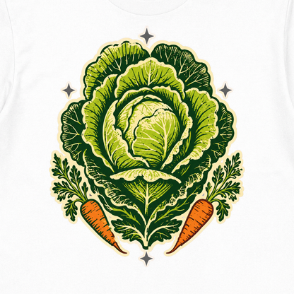 Garden Royalty Cabbage Crest Graphic T-Shirt - POD-20260807-114_white_front_closeup_mockup