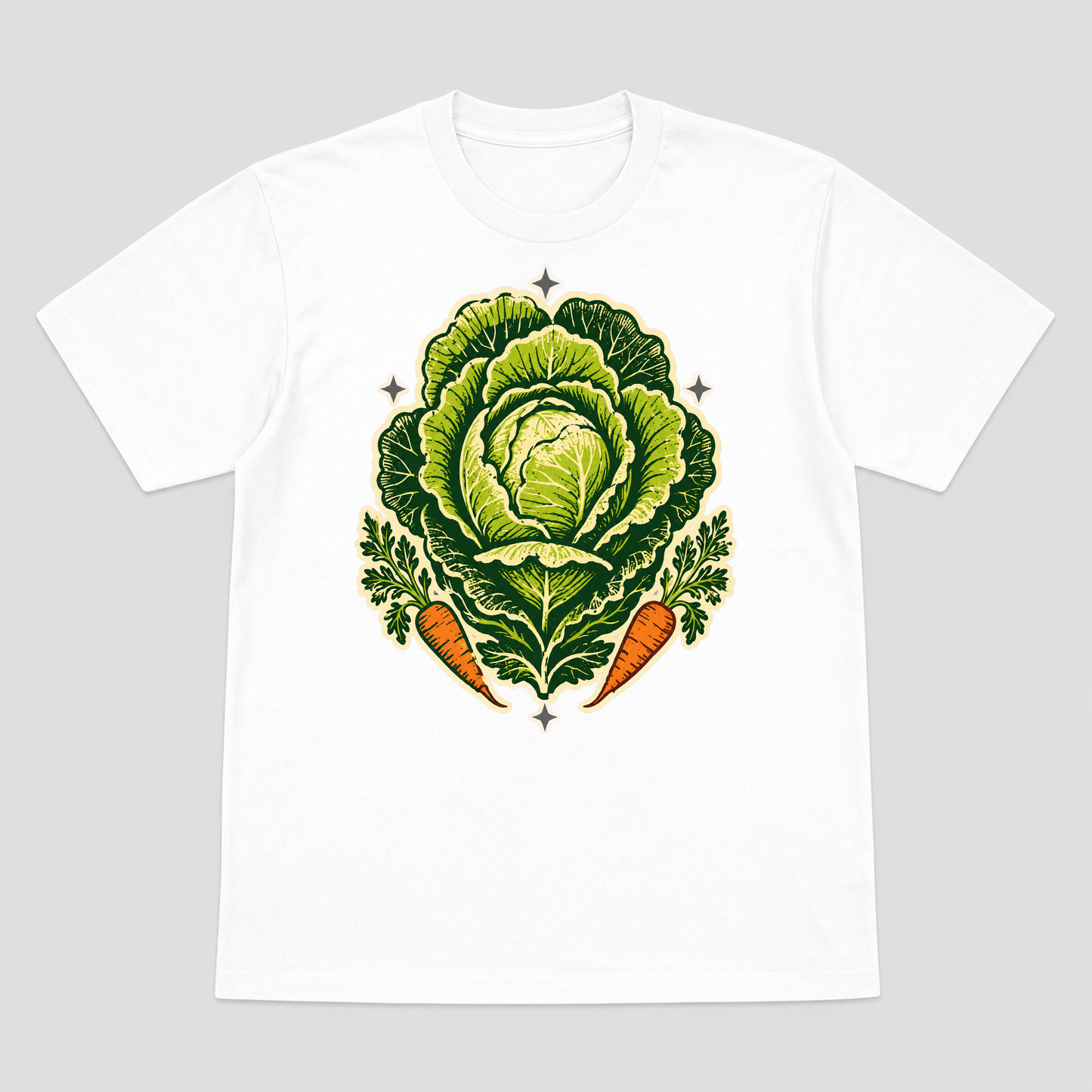 Garden Royalty Cabbage Crest Graphic T-Shirt - POD-20260807-114_white_front_mockup