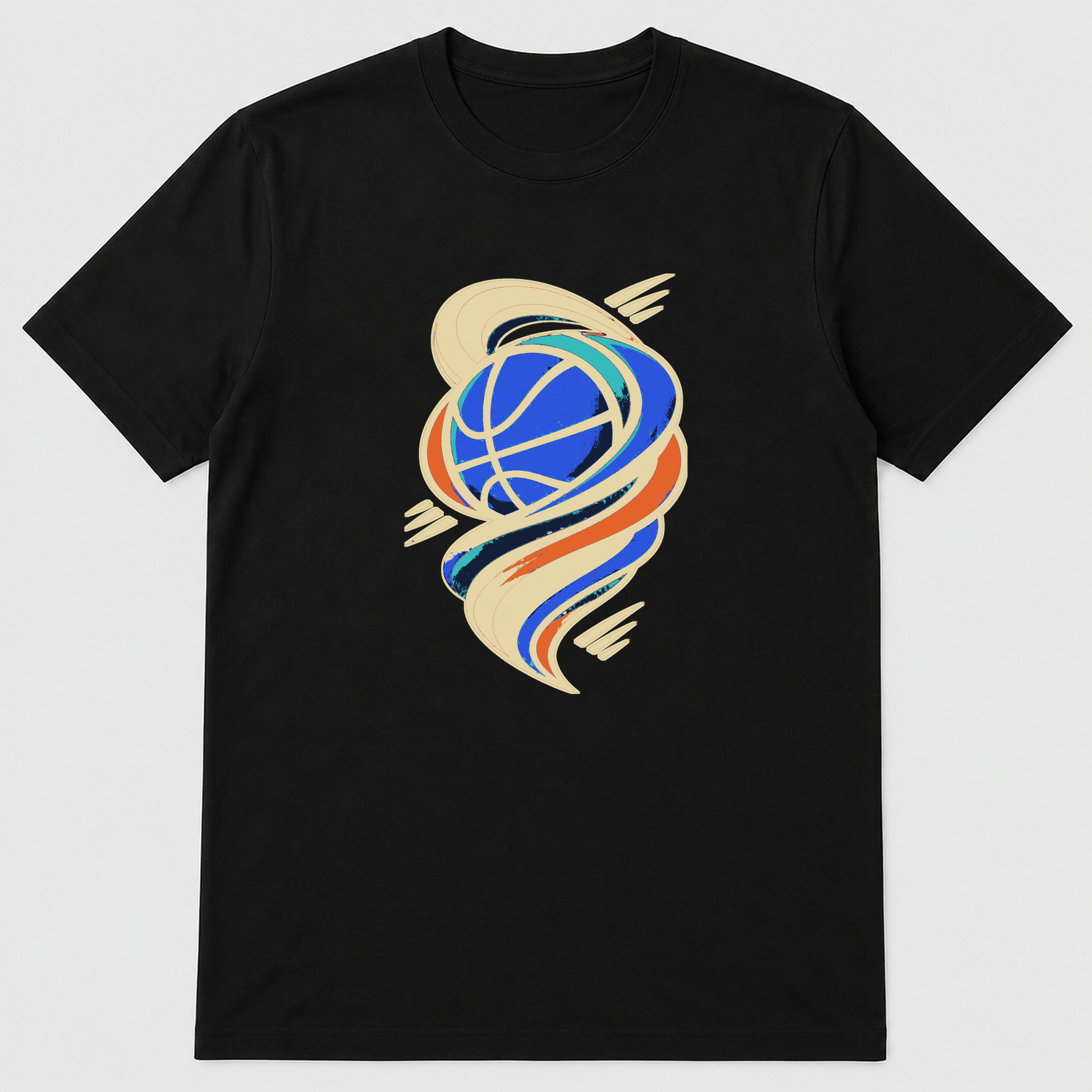 Court Orbit Basketball Graphic T-Shirt - POD-20260807-115_black_front_mockup