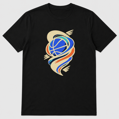 Court Orbit Basketball Graphic T-Shirt - POD-20260807-115_black_front_mockup