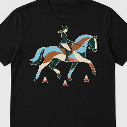 Quiet Rein Equestrian Graphic T-Shirt - POD-20260807-117_black_front_closeup_mockup