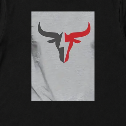 Black and Red Horn Mark Graphic T-Shirt - POD-20260807-119_black_material_closeup
