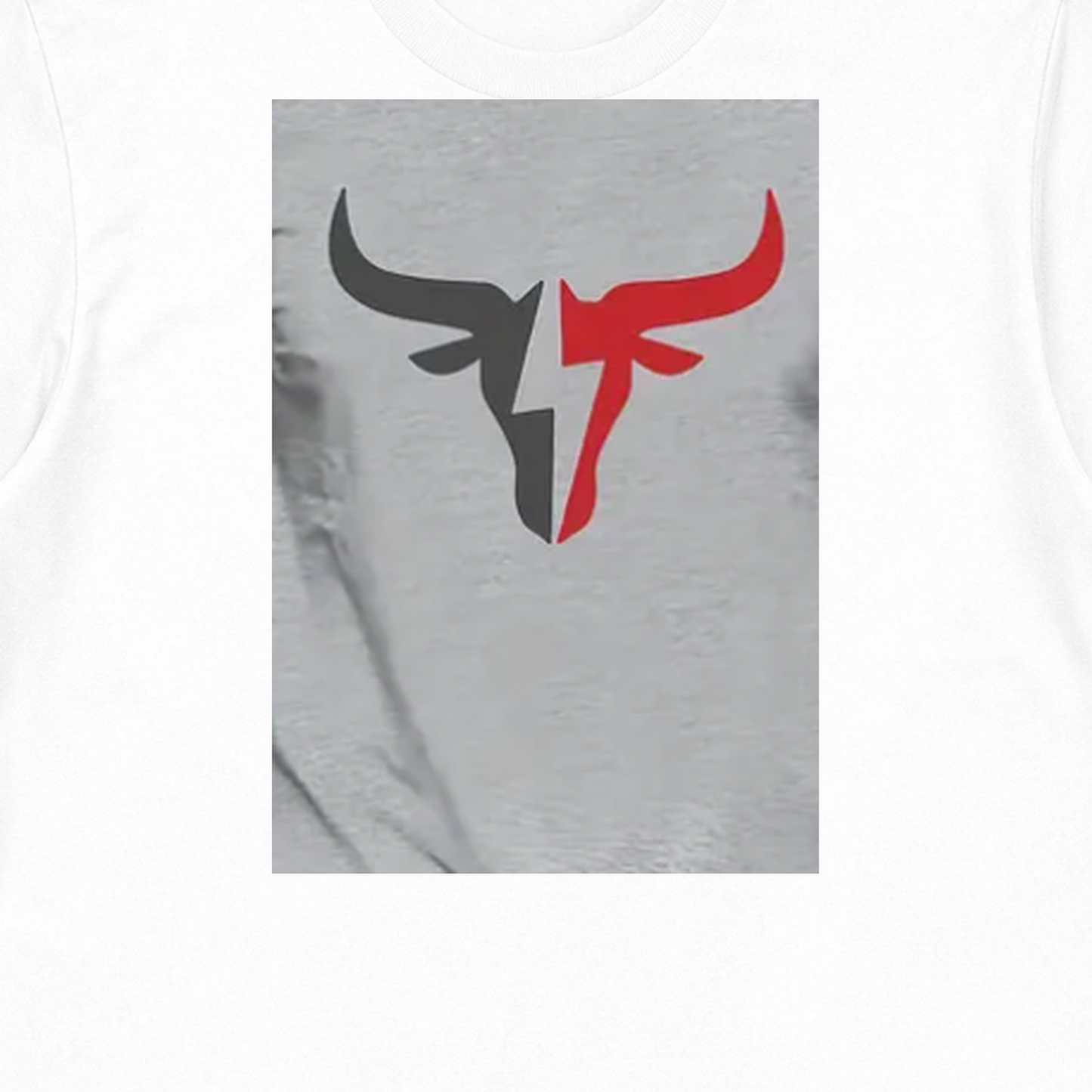 Black and Red Horn Mark Graphic T-Shirt - POD-20260807-119_white_material_closeup