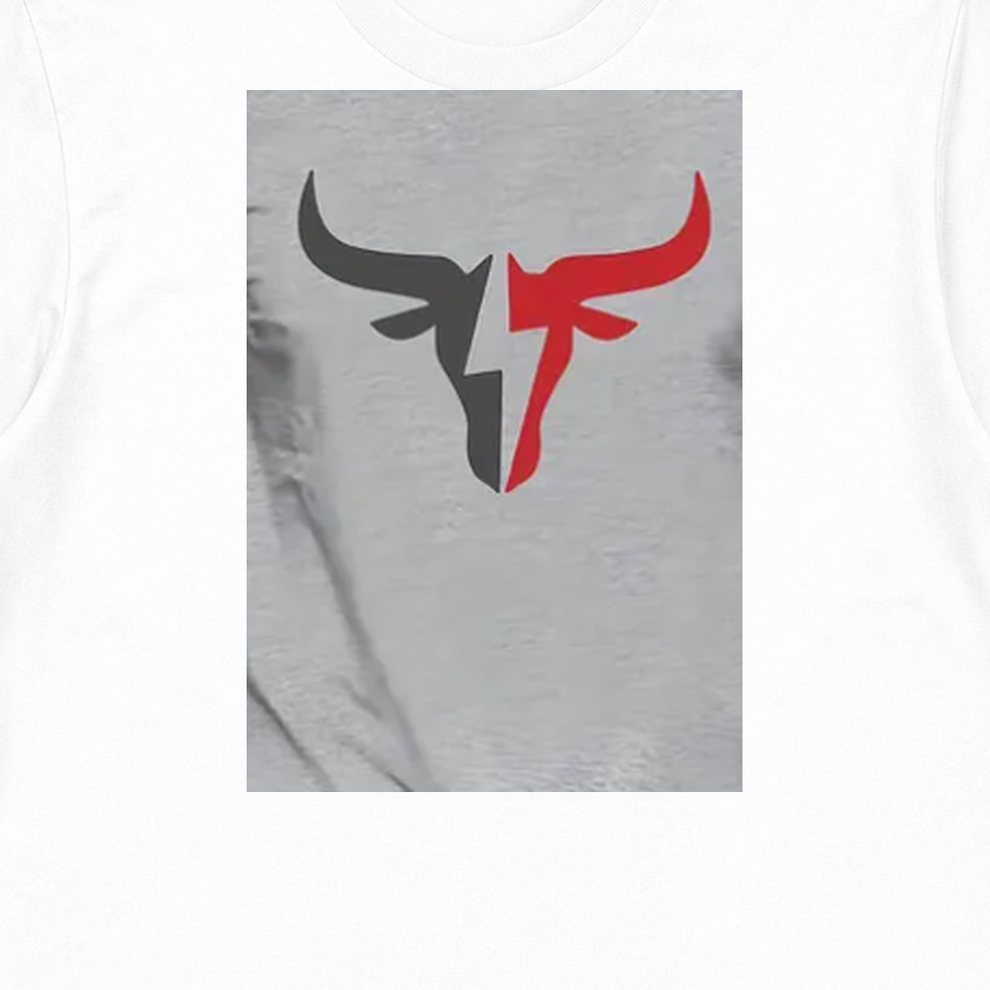 Black and Red Horn Mark Graphic T-Shirt - POD-20260807-119_white_material_closeup