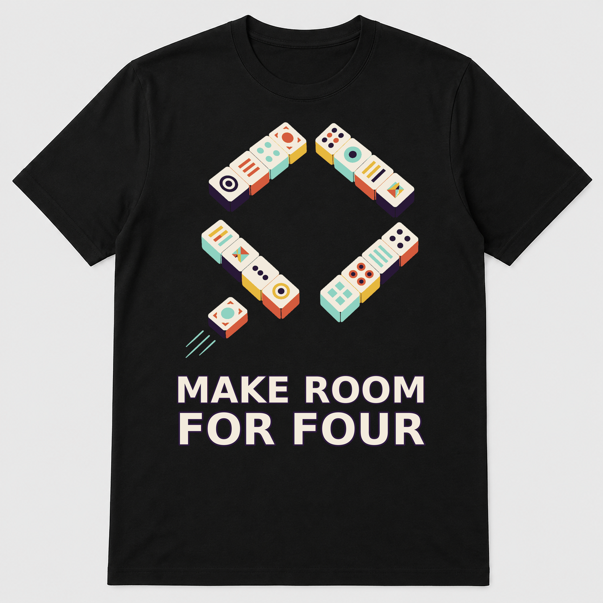 Make Room for Four Mahjong Graphic T-Shirt - POD-20260807-123_black_front_mockup