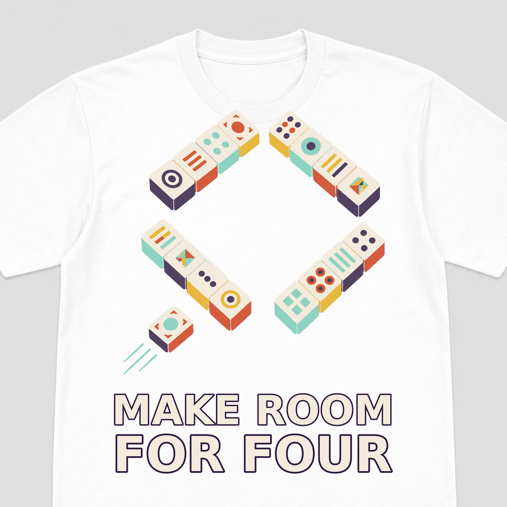 Make Room for Four Mahjong Graphic T-Shirt - POD-20260807-123_white_front_closeup_mockup