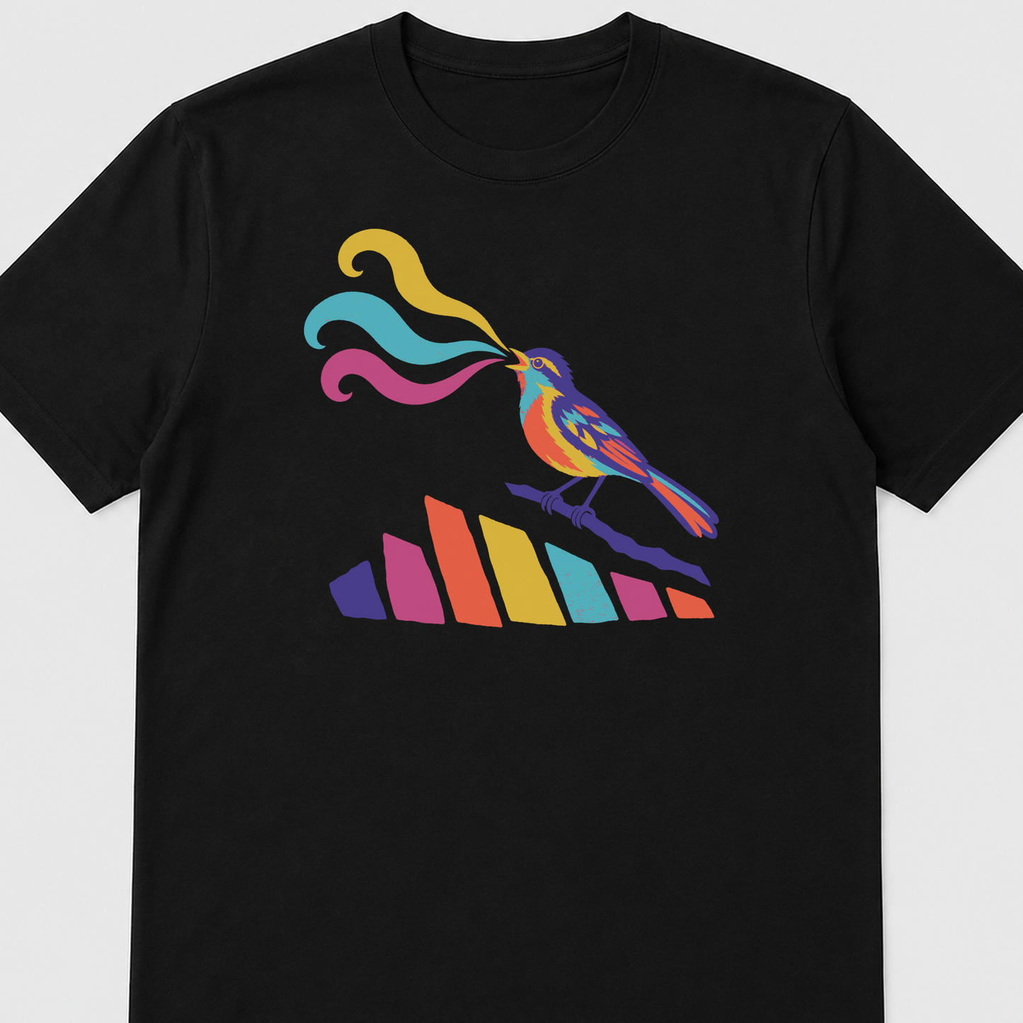 First Light Listening Map Birding Graphic T-Shirt - POD-20260811-147_black_front_closeup_mockup
