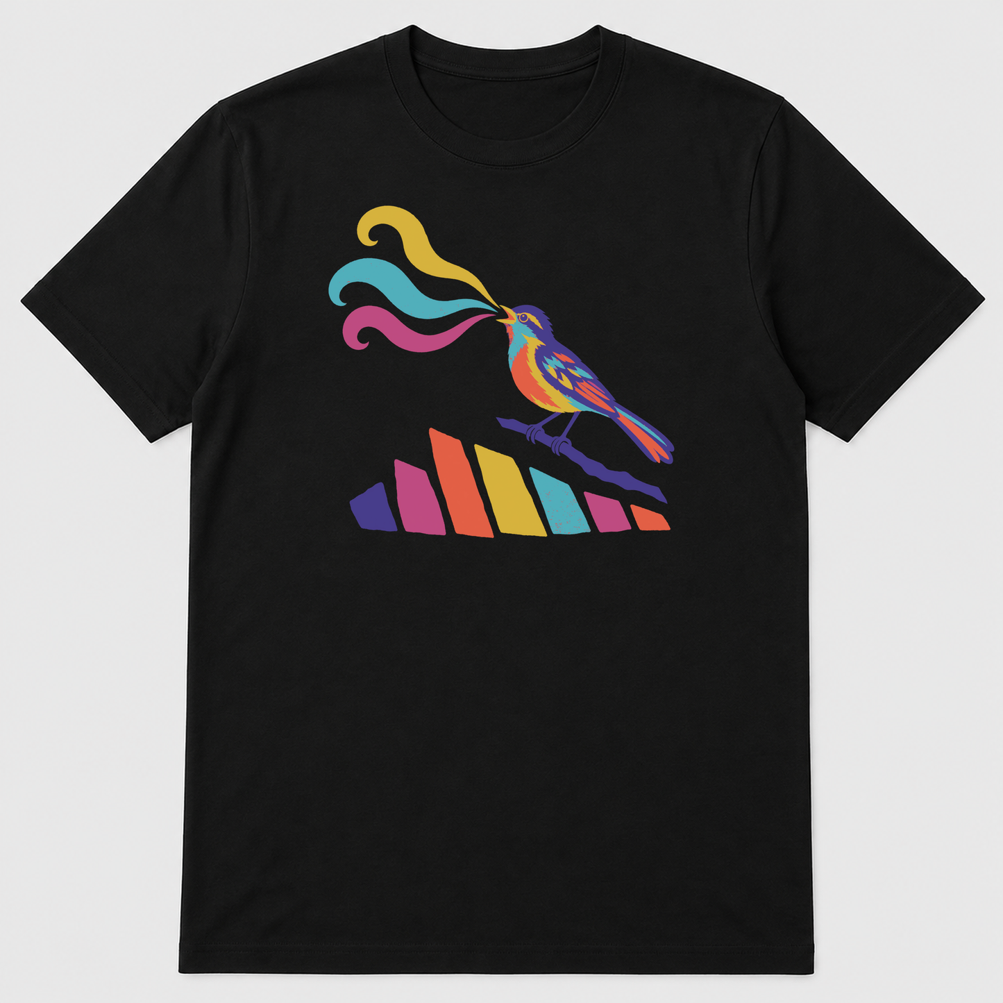 First Light Listening Map Birding Graphic T-Shirt - POD-20260811-147_black_front_mockup