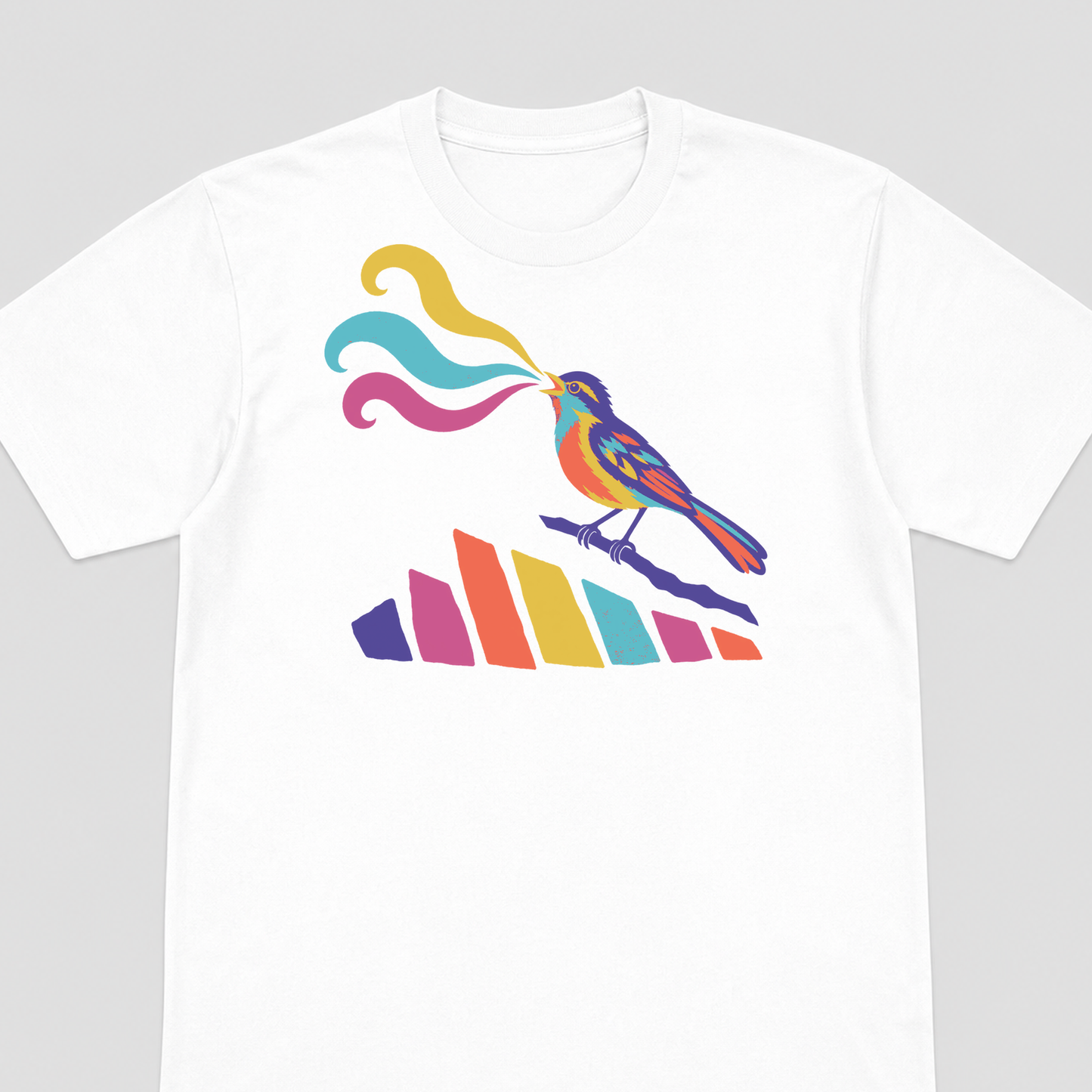 First Light Listening Map Birding Graphic T-Shirt - POD-20260811-147_white_front_closeup_mockup