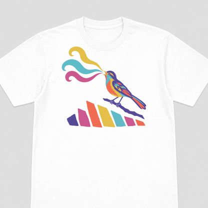 First Light Listening Map Birding Graphic T-Shirt - POD-20260811-147_white_front_closeup_mockup