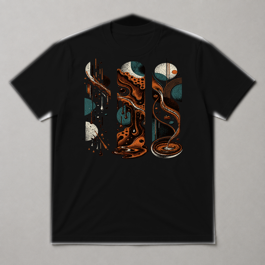 Shot Memory Abstract Espresso Flow Graphic T-Shirt - POD-20260812-157_black_front_mockup