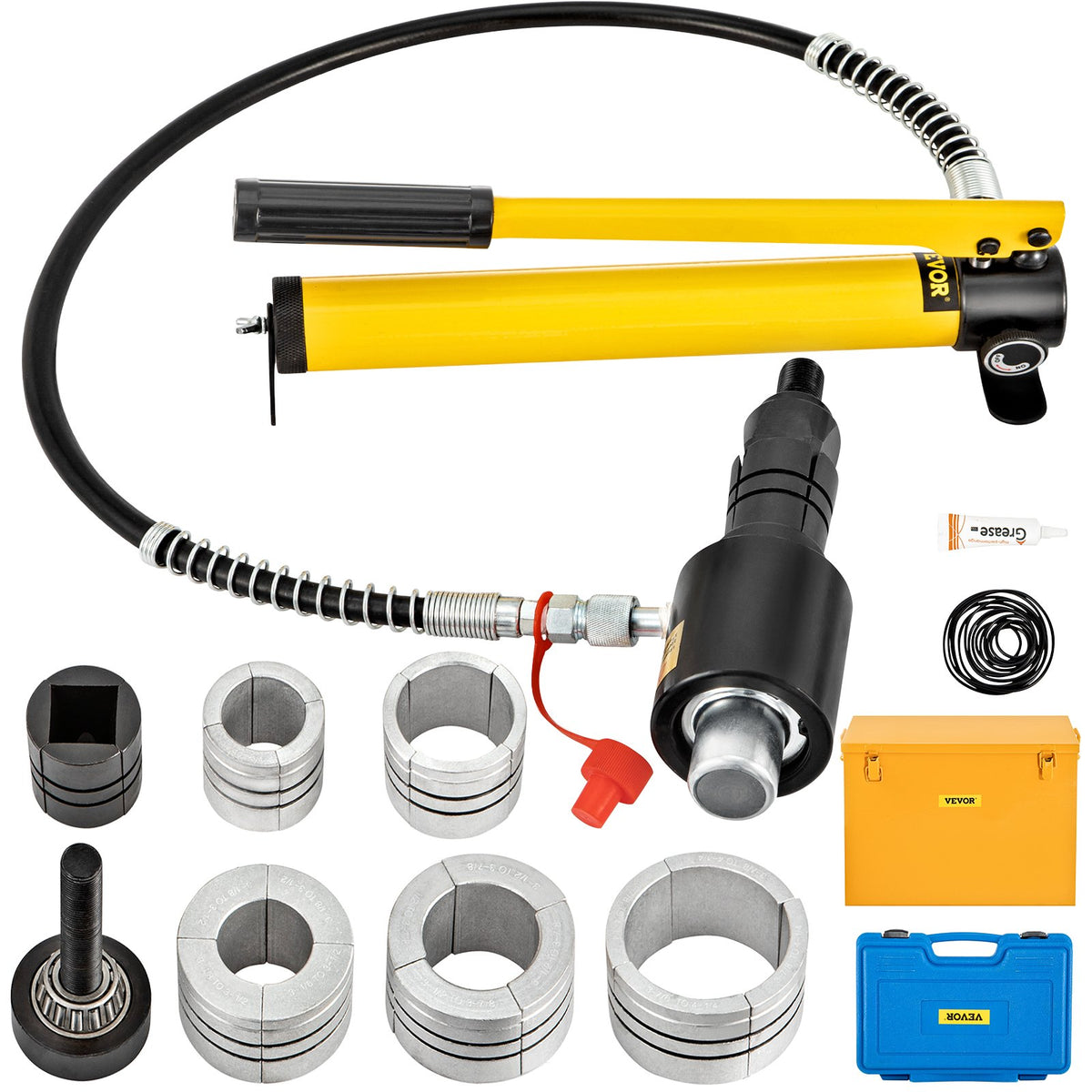 VEVOR Pipe Expander and Flaring Tool Kit, Exhaust Pipe Stretcher and Hydraulic Tube Flaring Tools, 5 Configurations for Copper and Aluminum Pipes Hydraulic Pipe Expander 4 ft Hose