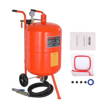 VEVOR Portable Sand Blaster, Heavy Duty Abrasive Blasting Tank with Ceramic Nozzles and Moisture Separator, Air Sandblasting Kit for Paint, Stain and Rust Removal, Multiple Capacities 20 Gallons | 4 Ceramic Nozzles, Oil-Water Separator