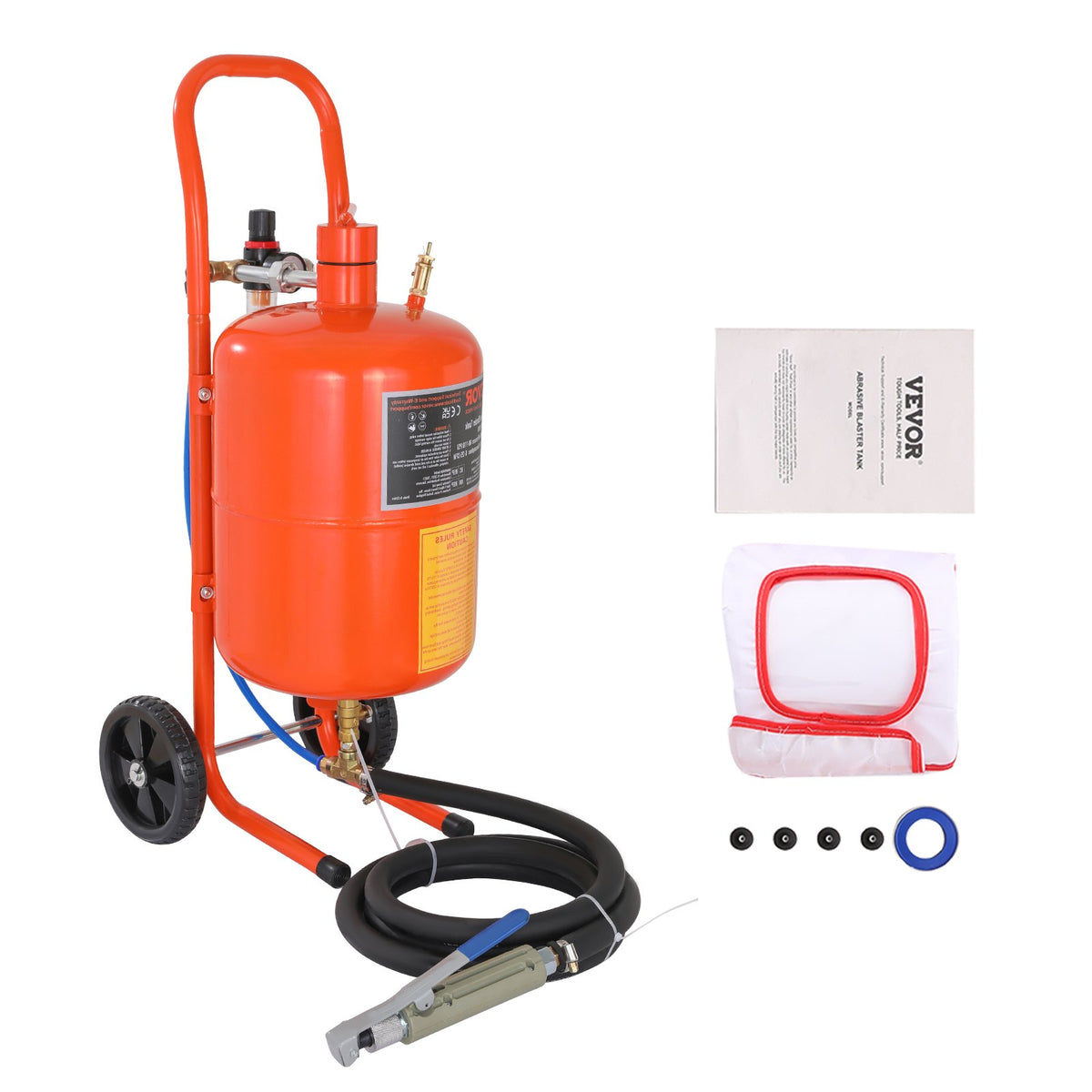 VEVOR Portable Sand Blaster, Heavy Duty Abrasive Blasting Tank with Ceramic Nozzles and Moisture Separator, Air Sandblasting Kit for Paint, Stain and Rust Removal, Multiple Capacities 5 Gallons | 4 Ceramic Nozzles, Oil-Water Separator