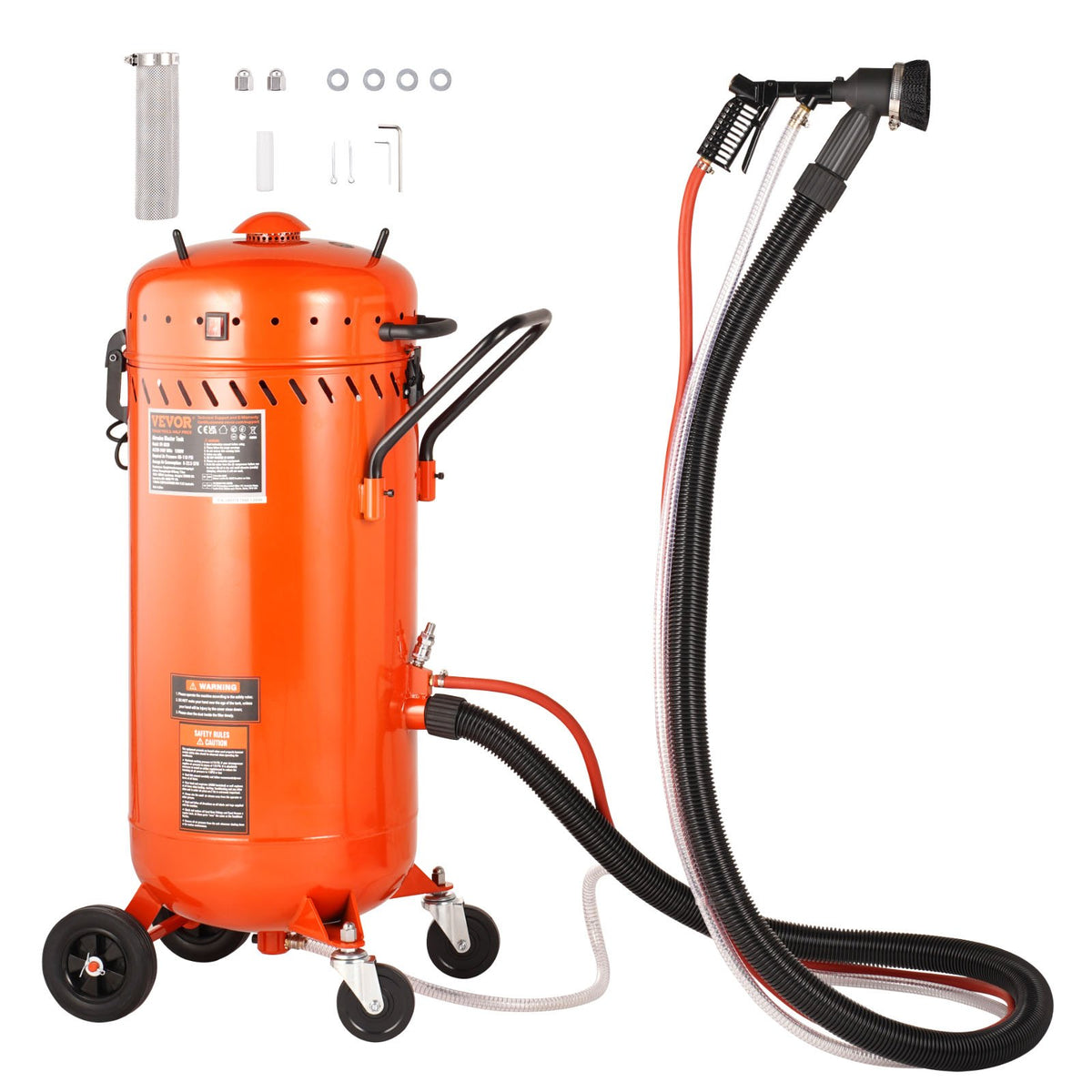 VEVOR Portable Sand Blaster, Heavy Duty Abrasive Blasting Tank with Ceramic Nozzles and Moisture Separator, Air Sandblasting Kit for Paint, Stain and Rust Removal, Multiple Capacities 28 Gallons Vacuum | Built-in 1200W Vacuum System