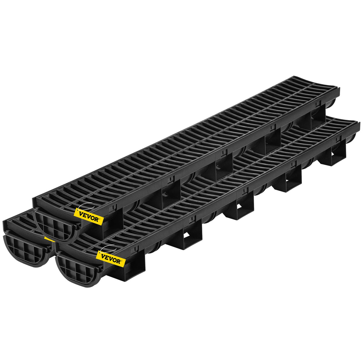 VEVOR Trench Drain System and Linear Shower Drain Trench Drain System, 3 Pack, 5.7 x 3.1 in, Plastic Grate