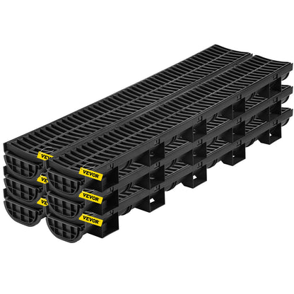 VEVOR Trench Drain System and Linear Shower Drain Trench Drain System, 6 Pack, 5.8 x 3.1 in, Plastic Grate