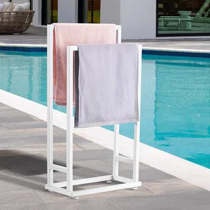 VEVOR Towel Rack, Freestanding Pool Towel Hanger Stand for O 2 Bars Metal White