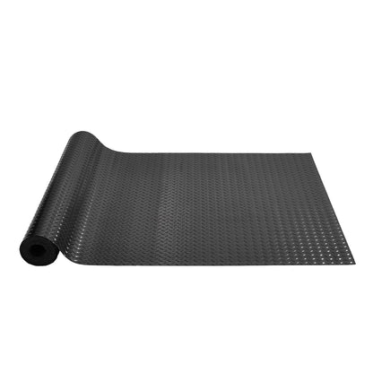 VEVOR Garage Floor Mat, PVC & Rubber Diamond-Plate Flooring  17 x 3.6 ft/2 Rolls / Black