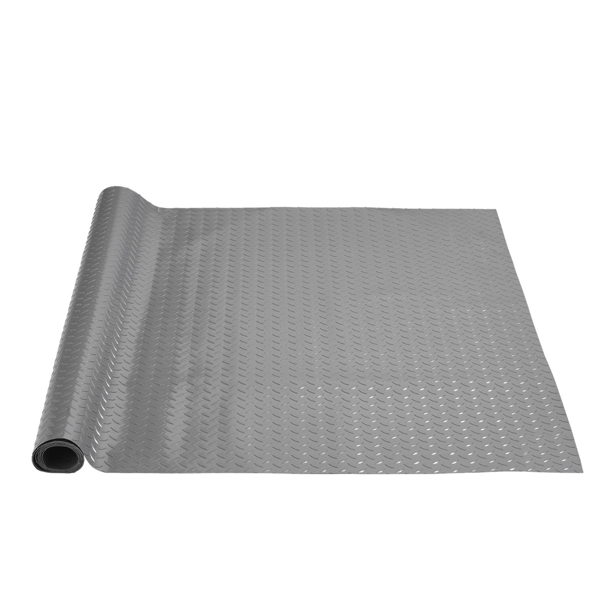 VEVOR Garage Floor Mat, PVC & Rubber Diamond-Plate Flooring  3.9 x 6.56 ft / Silver