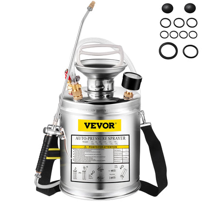VEVOR Stainless Steel Garden Sprayer, 1-3.5 Gal Hand Pump Sp 4 L