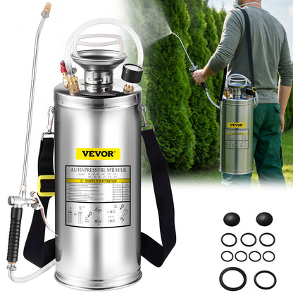 VEVOR Stainless Steel Garden Sprayer, 1-3.5 Gal Hand Pump Sp 8 L