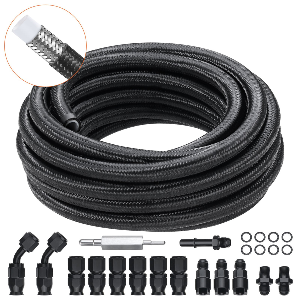 VEVOR Hydraulic Fuel Hose 6AN Fuel Line Kit / 25 FT