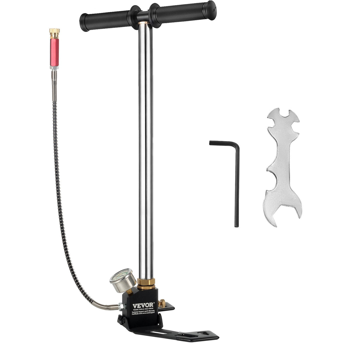 VEVOR PCP Hand Pump, 3 Stage, 30Mpa 4500 PSI High Pressure S Silver