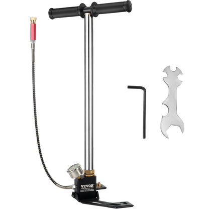 VEVOR PCP Hand Pump, 3 Stage, 30Mpa 4500 PSI High Pressure S Silver