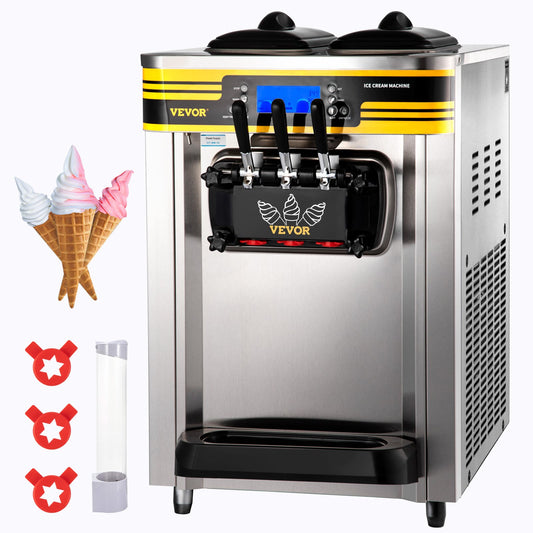 VEVOR Commercial Soft Serve Ice Cream Machine, Countertop Frozen Yogurt Maker with Stainless Steel Hopper and Digital Control Panel for Restaurants