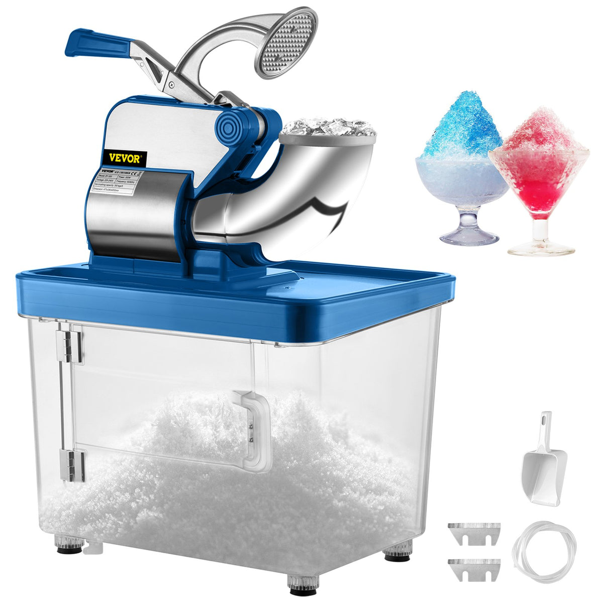 VEVOR Commercial Ice Crusher, 110V Electric Snow Cone Machin Blue