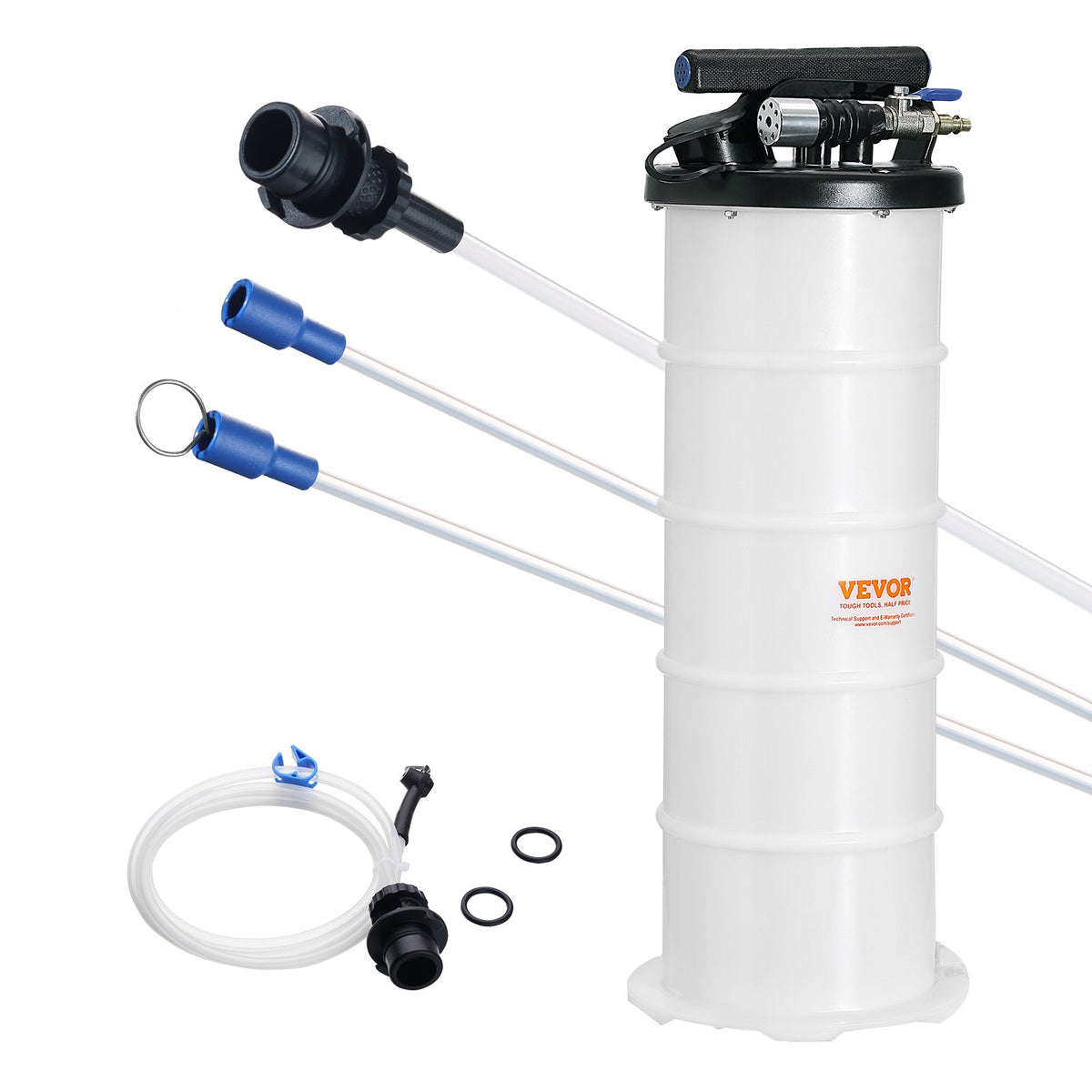 VEVOR Transmission Fluid Pump and Fluid Extractor, Manual and Pneumatic ATF Refill System, Oil and Liquid Vacuum Extractor with Dipstick and Suction Hose for Automotive Fluid Change 6.5 L Pneumatic Fluid Extractor