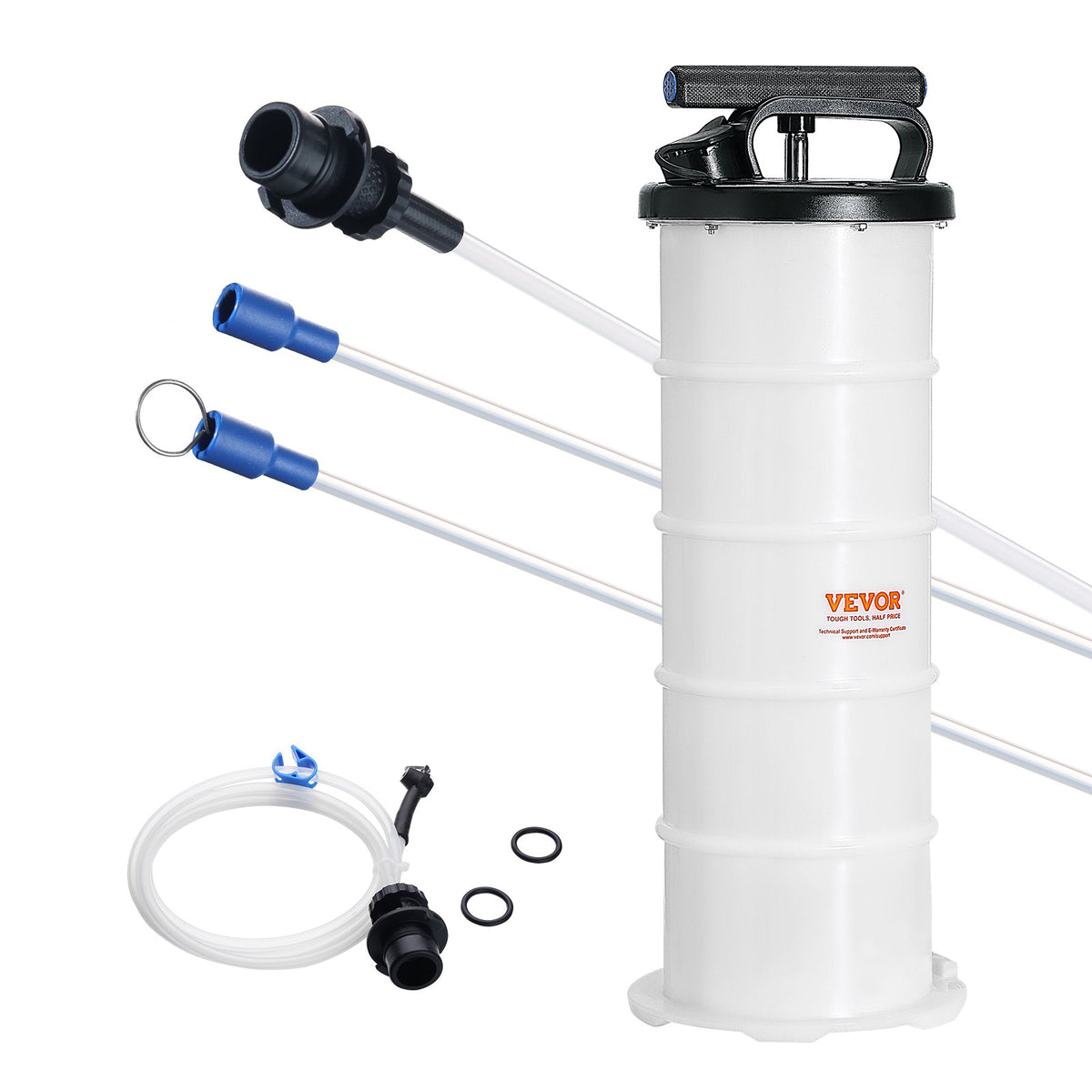 VEVOR Transmission Fluid Pump and Fluid Extractor, Manual and Pneumatic ATF Refill System, Oil and Liquid Vacuum Extractor with Dipstick and Suction Hose for Automotive Fluid Change 6.5 L Manual Fluid Extractor