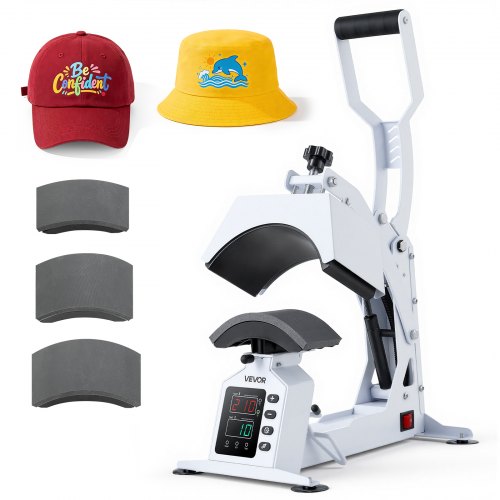VEVOR Hat Heat Press Machine, 2-in-1/4-in-1 Cap Press with I 4-in-1 White / Interchangeable Platens