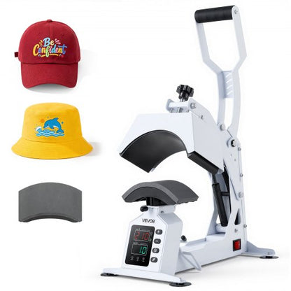 VEVOR Hat Heat Press Machine, 2-in-1/4-in-1 Cap Press with I 2-in-1 White / Interchangeable Platens