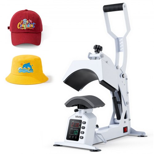 VEVOR Hat Heat Press Machine, 2-in-1/4-in-1 Cap Press with I Single Function White / Interchangeable Platens
