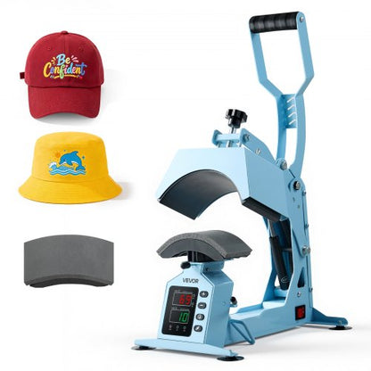 VEVOR Hat Heat Press Machine, 2-in-1/4-in-1 Cap Press with I 2-in-1 Light Blue / Interchangeable Platens