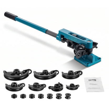 VEVOR Manual Pipe Tube Bender, Heavy Duty Metal Bender Tool  3/8-1 inch / Blue
