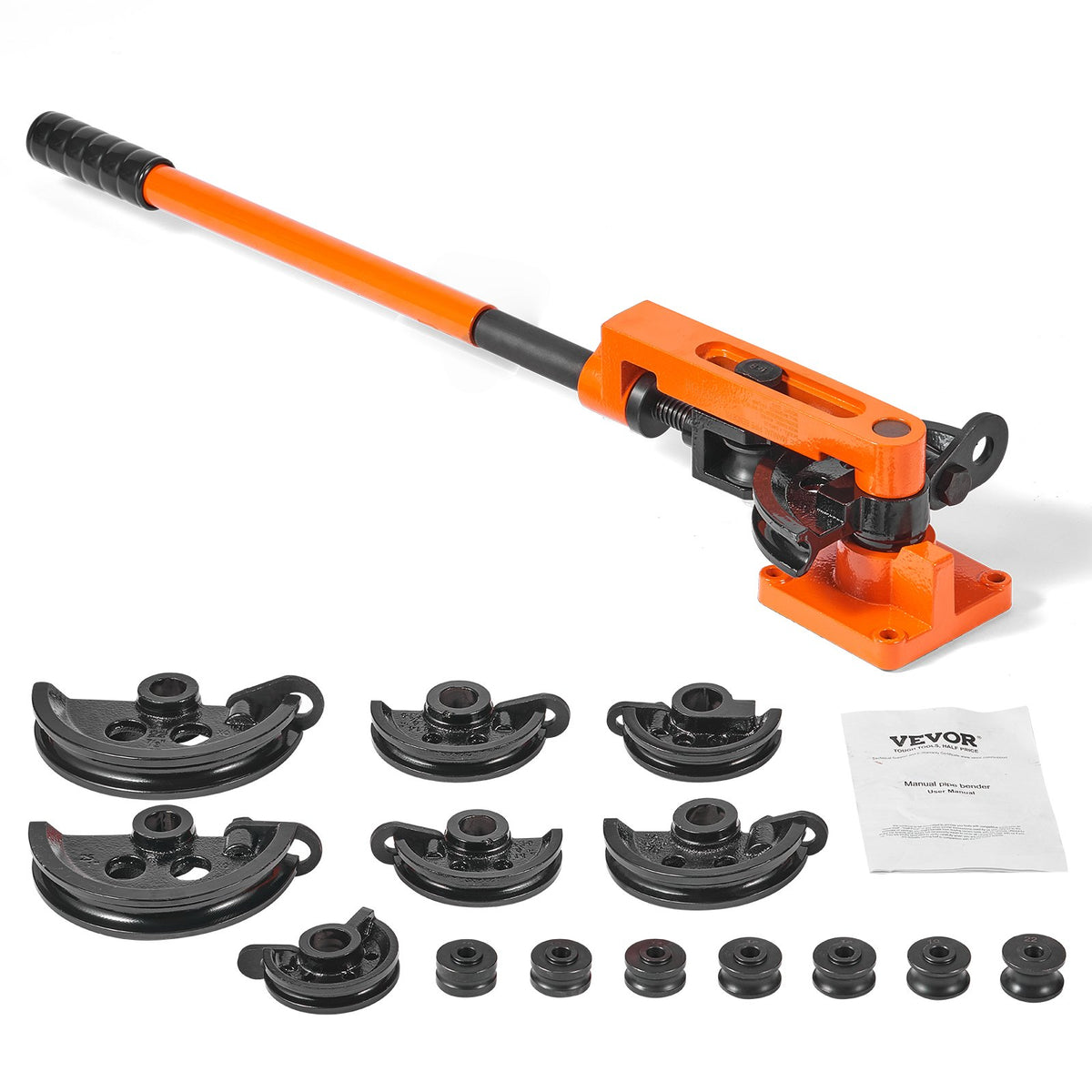 VEVOR Manual Pipe Tube Bender, Heavy Duty Metal Bender Tool  3/8-1 inch / Orange