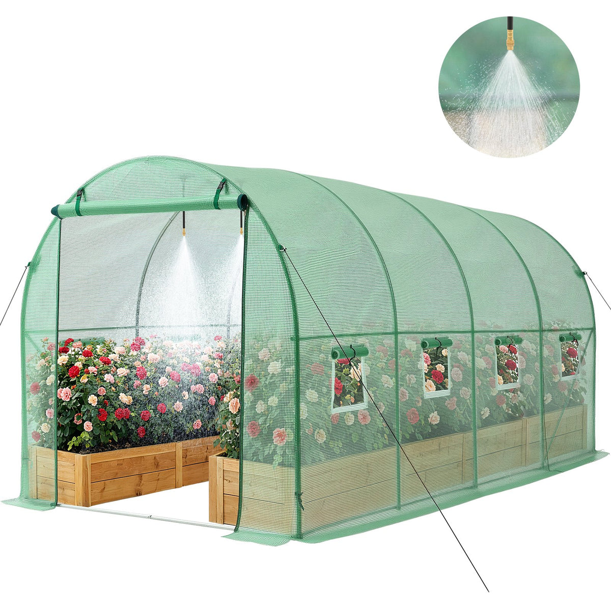 VEVOR Walk-in Tunnel Greenhouse, Portable Plant Hoop House Green / 15 x 7 x 7 ft