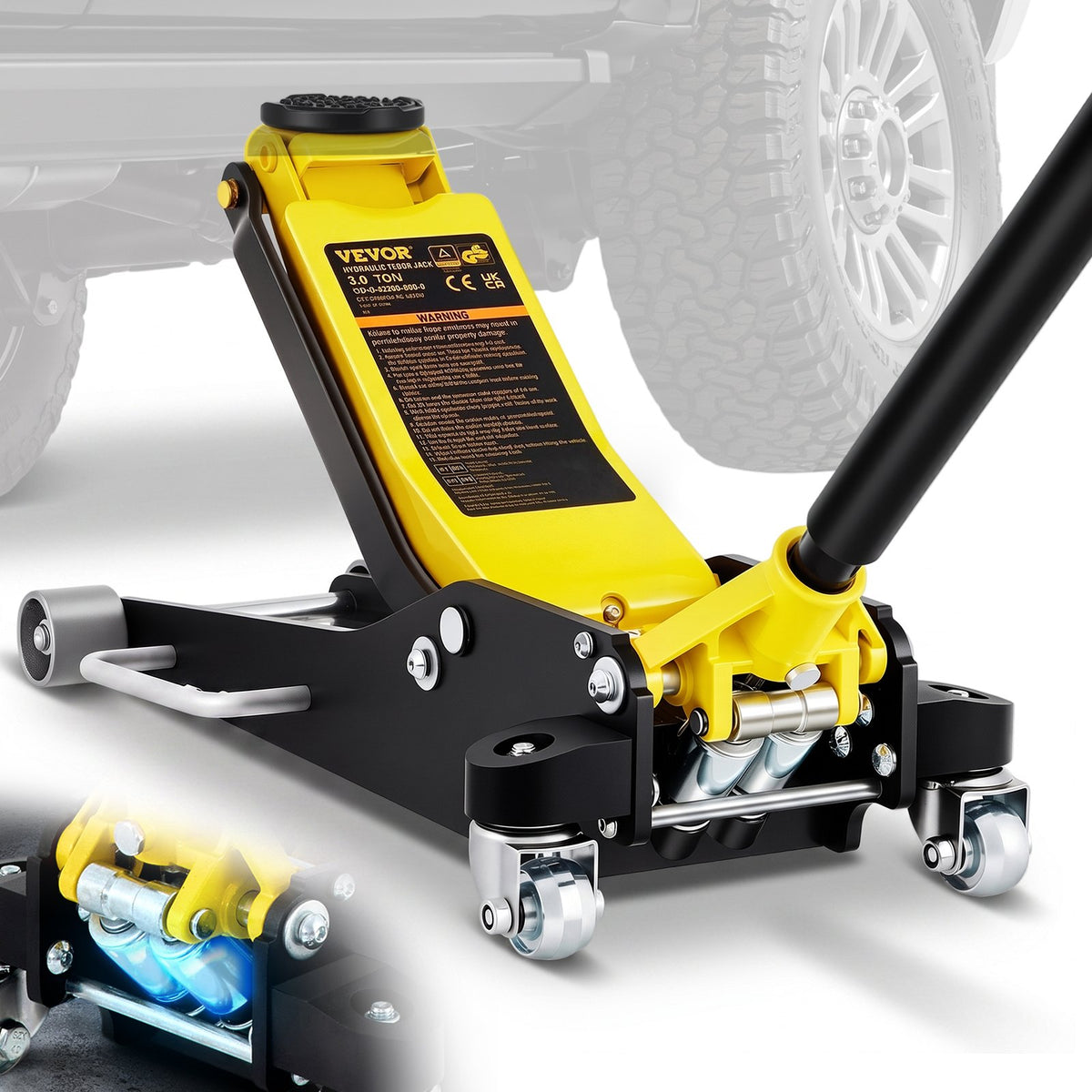 VEVOR Low Profile Floor Jack, 1.5 to 4 Ton Capacity, Aluminu 3 Ton / Aluminum and Steel / Dual Piston