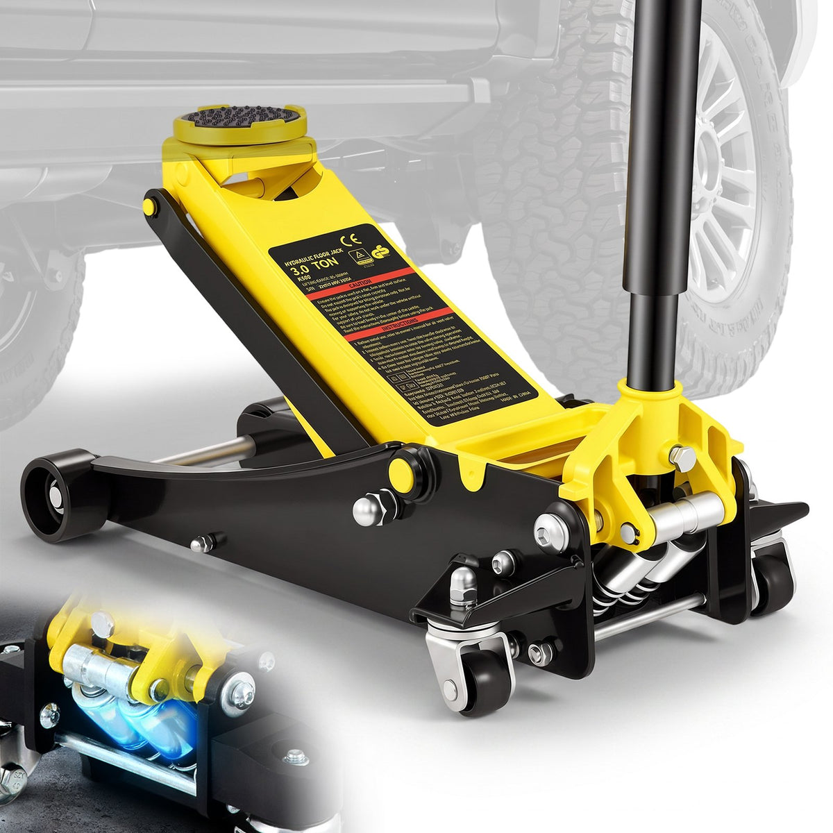 VEVOR Low Profile Floor Jack, 1.5 to 4 Ton Capacity, Aluminu 3 Ton / Steel / Dual Piston