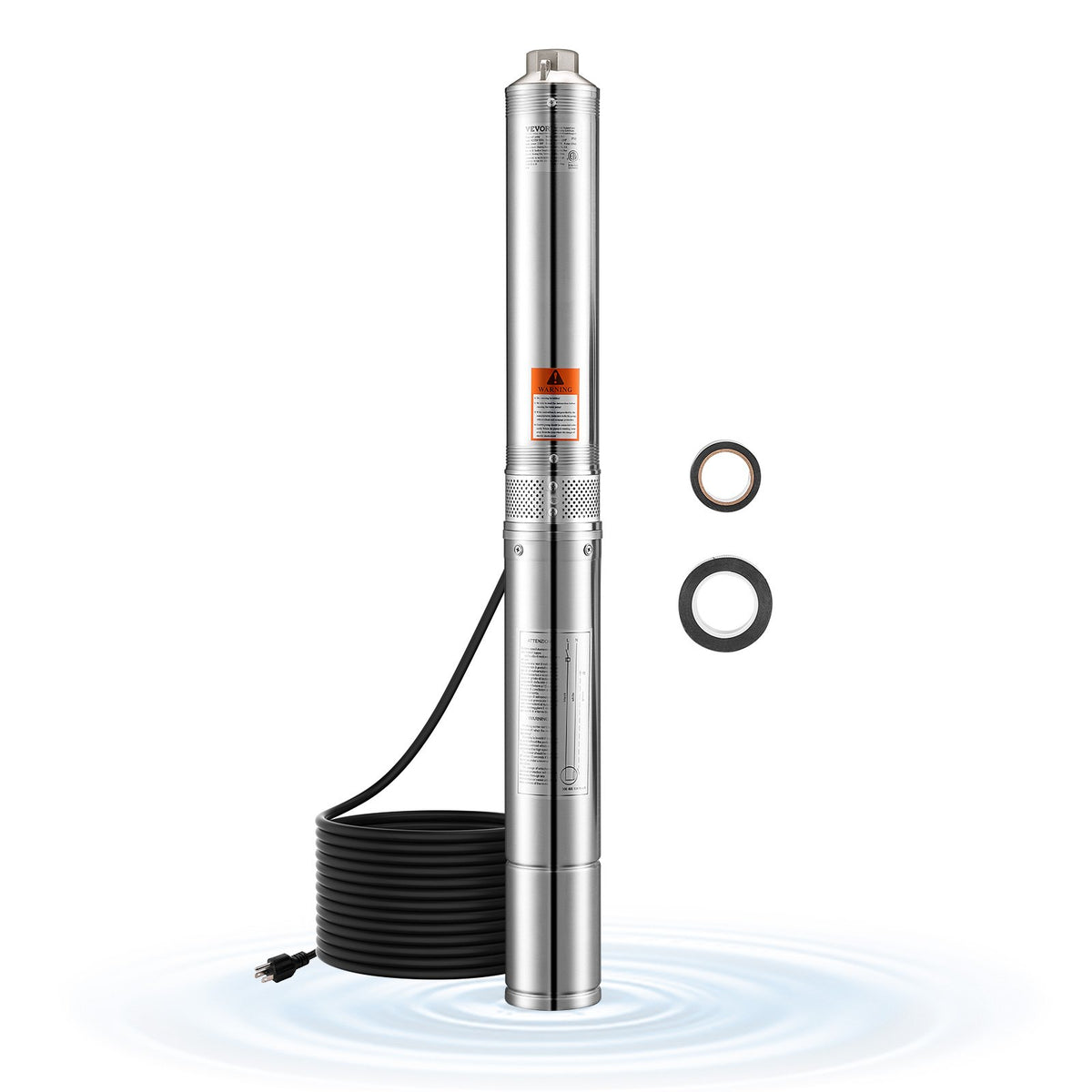VEVOR Deep Well Submersible Pump, 0.5 to 2 HP Stainless Steel Water Pump with Built-in or External Starter Box, 4 Inch, 115V or 230V, for Industrial, Irrigation and Home Use 1.5HP / 115V / Built-in