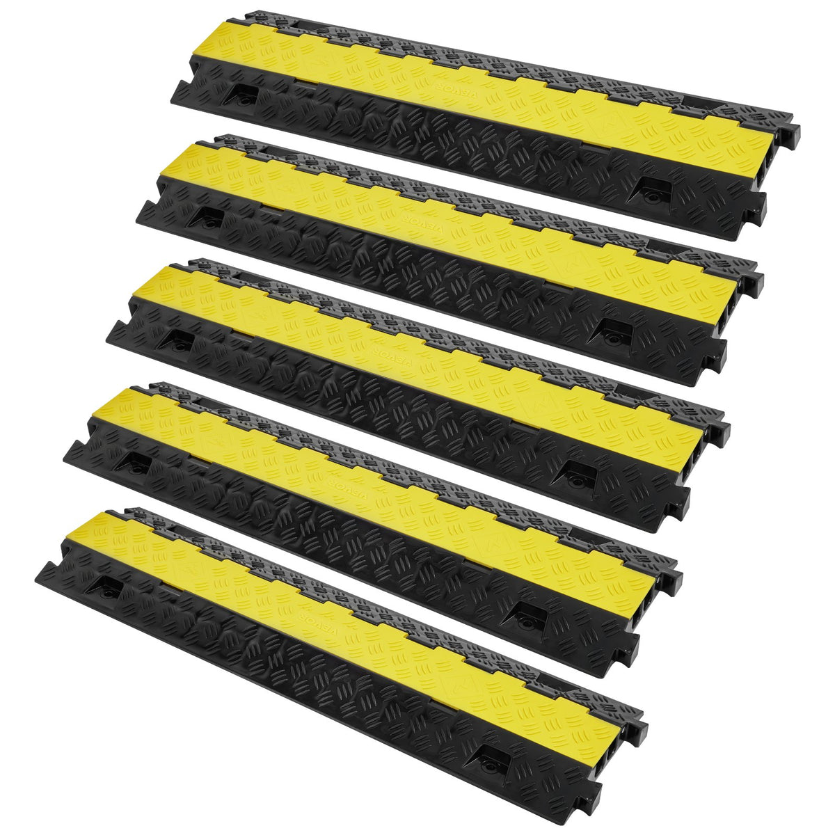 VEVOR Rubber Cable Protector Ramp, Heavy Duty Wire & Hose Co 2 Channels / 5 Pack / 22,000 lbs